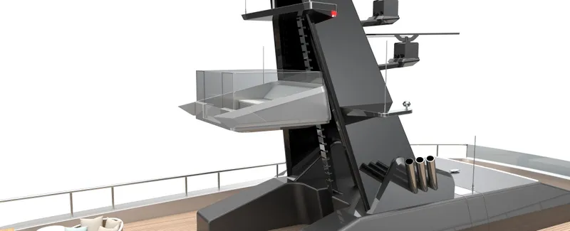 Above + Beyond Yacht Photos Pics Modern Turquoise 65M yacht design, 2028 model, featuring sleek black structure and advanced technology.