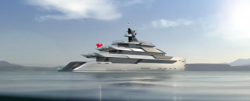 Above + Beyond Yacht Photos Pics Luxurious Turquoise 65M yacht from 2028 on calm waters, featuring sleek modern design.