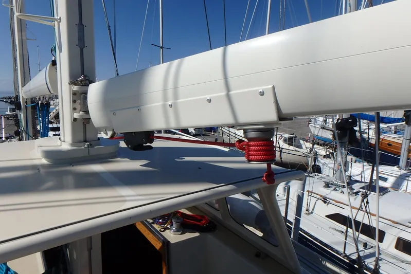 Si J'avais Su Yacht Photos Pics Custom Gilbert Caroff Lex Eterna 47 sailboat, 2017 model, docked with visible mast and rigging.