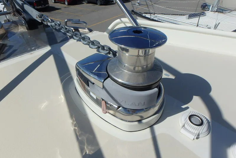 Si J'avais Su Yacht Photos Pics Close-up of a 2017 Gilbert Caroff Lex Eterna 47 yacht's anchor windlass system.