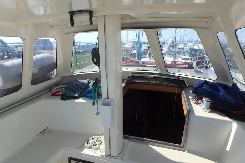 Si J'avais Su Yacht Photos Pics Interior view of 2017 Custom Gilbert Caroff Lex Eterna 47 sailboat cockpit.
