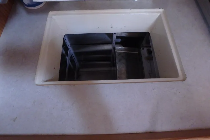 Si J'avais Su Yacht Photos Pics Open storage compartment on a 2017 Custom Gilbert Caroff Lex Eterna 47 yacht.