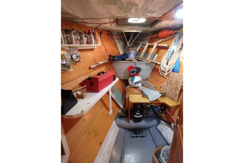 Si J'avais Su Yacht Photos Pics Interior of 2017 Custom Gilbert Caroff Lex Eterna 47 sailboat with tools and equipment.
