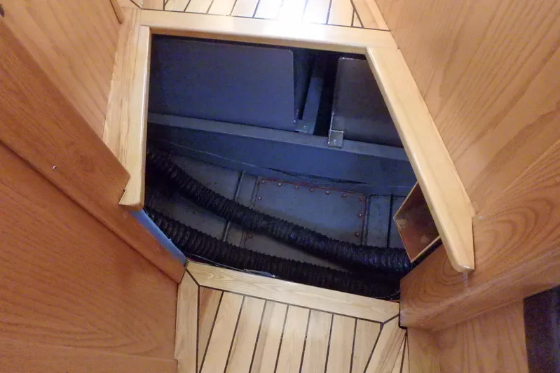 Si J'avais Su Yacht Photos Pics Wooden interior hatch of 2017 Custom Gilbert Caroff Lex Eterna 47 yacht.