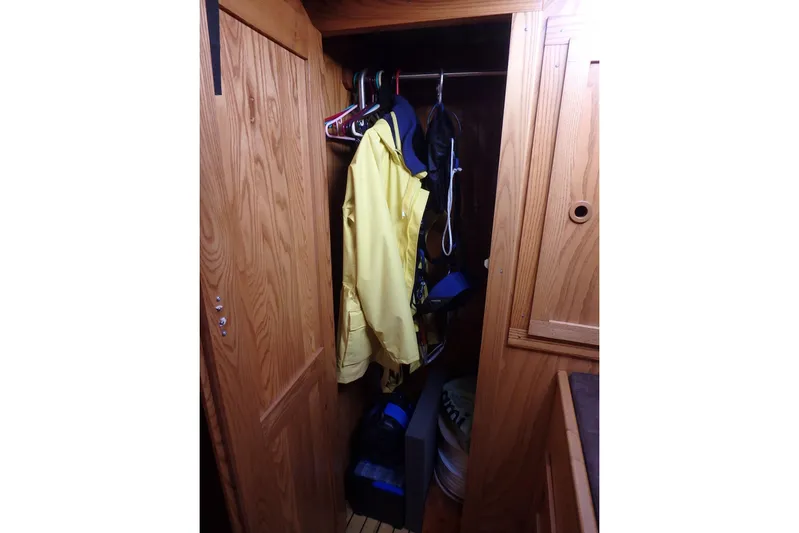 Si J'avais Su Yacht Photos Pics Wooden closet interior on 2017 Custom Gilbert Caroff Lex Eterna 47 yacht.