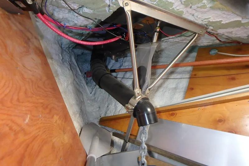 Si J'avais Su Yacht Photos Pics Boat interior showing wiring and plumbing of a 2017 Custom Gilbert Caroff Lex Eterna 47.