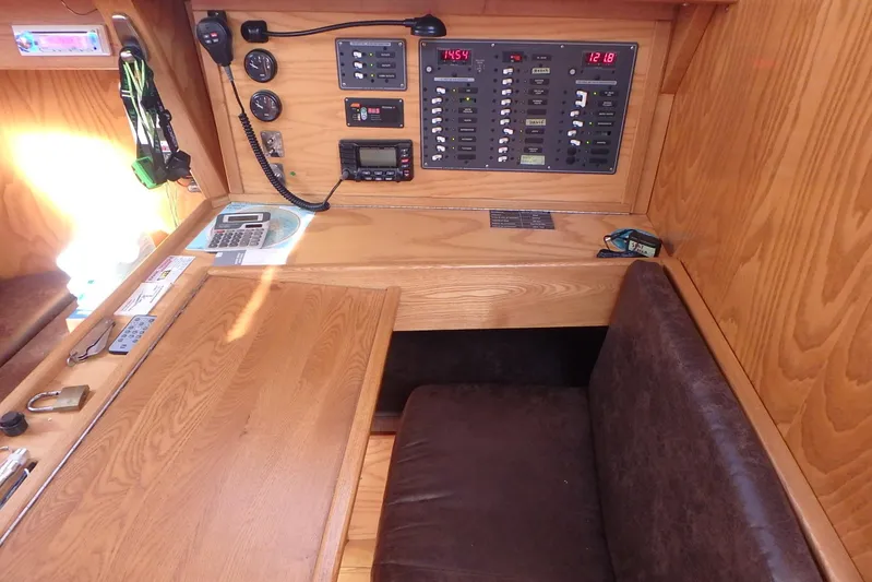 Si J'avais Su Yacht Photos Pics Navigation station of 2017 Custom Gilbert Caroff Lex Eterna 47 yacht with control panel.