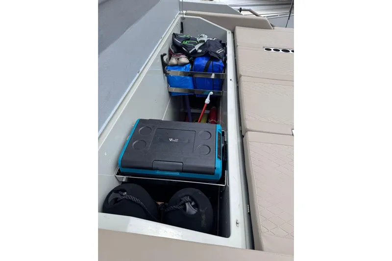  Yacht Photos Pics Storage compartment on 2024 De Antonio Yachts D50, featuring equipment and accessories.