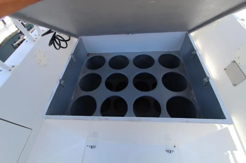  Yacht Photos Pics Open storage compartment on 2022 Grady-White Canyon 336 boat.