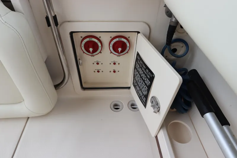  Yacht Photos Pics Control panel on a 2015 Grady-White Canyon 306 boat interior.