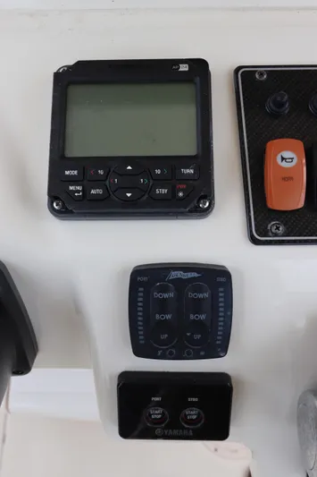  Yacht Photos Pics Control panel of a 2015 Grady-White Canyon 306 boat with electronic displays.