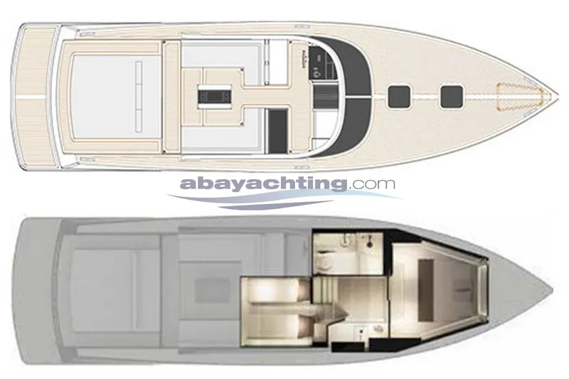  Yacht Photos Pics Top and side view layout of 2024 VanDutch 48 yacht.