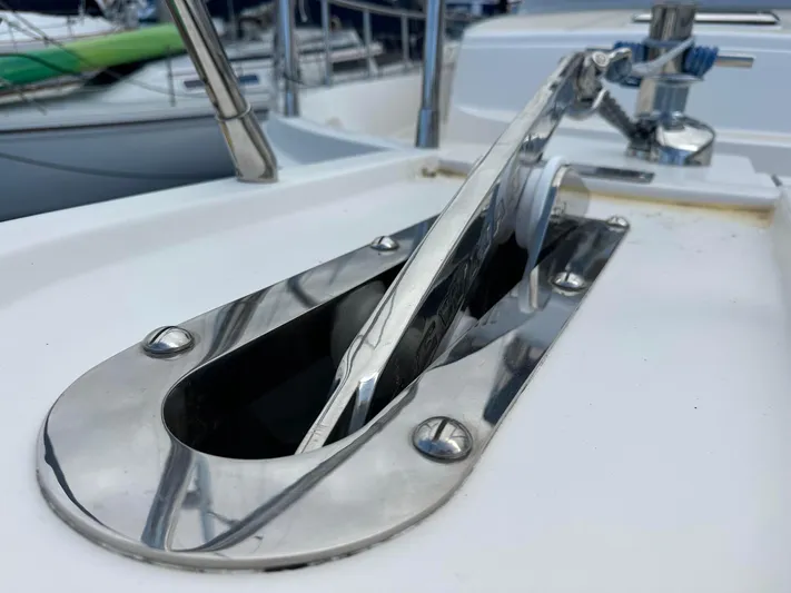  Yacht Photos Pics Polished stainless steel anchor windlass and anchor