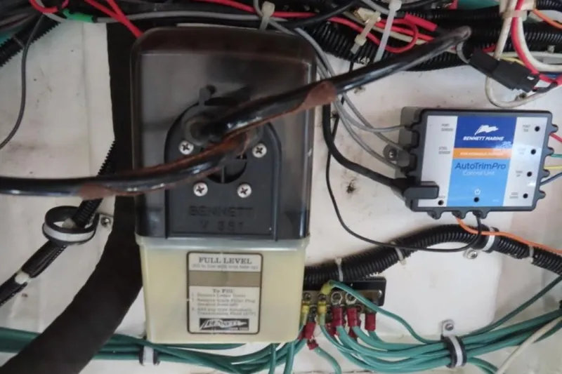  Yacht Photos Pics Electrical components and wiring inside a 2001 Tiara Yachts 4300 Open boat.