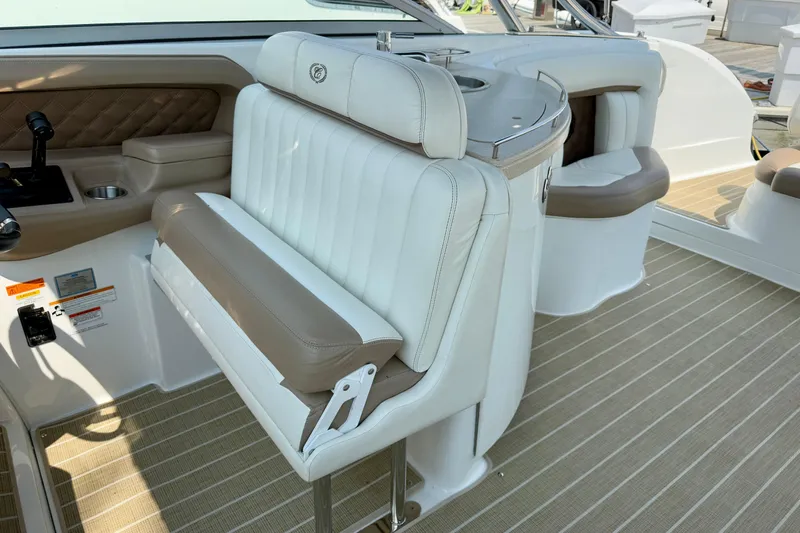  Yacht Photos Pics Luxury interior of 2012 Cobalt 323 boat with plush seating and modern design.
