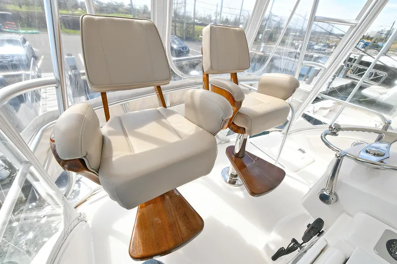 Lady A Yacht Photos Pics Captain's chairs on 2017 Tiara Yachts 39 Convertible, featuring elegant design and comfort.