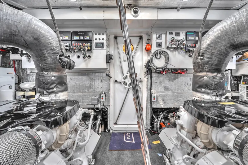  Yacht Photos Pics Engine room of 2021 OKEAN 80 yacht, featuring advanced machinery and control panels.