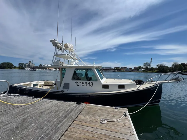 Chilla Yacht Photos Pics 2009 Northern Bay 36 boat docked on a sunny day, showcasing sleek design and calm waters.