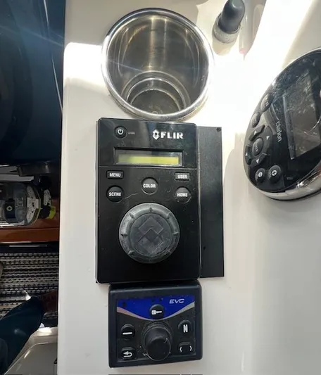  Yacht Photos Pics Control panel on 2007 Tiara Yachts 3900 Sovran with FLIR system and cup holder.