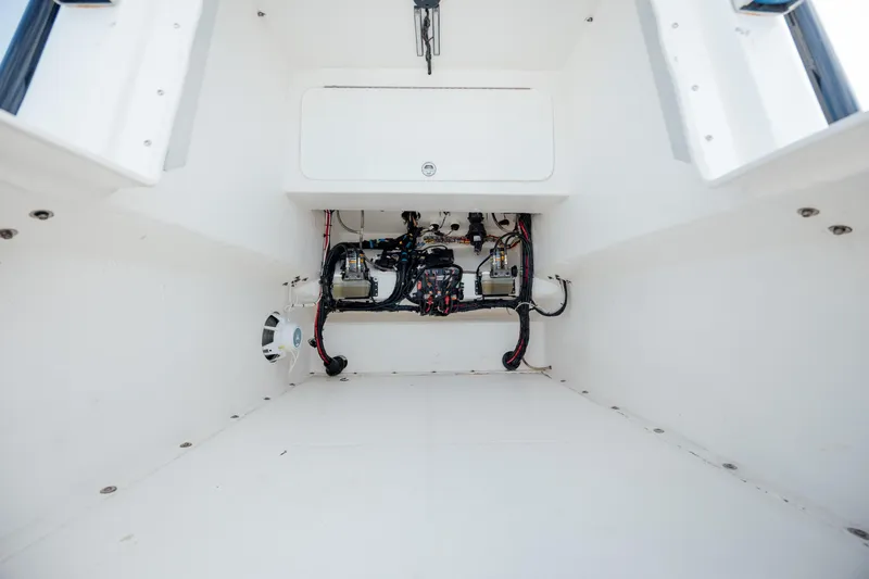  Yacht Photos Pics Interior view of a 2020 Prowler 31 boat's spacious storage compartment.