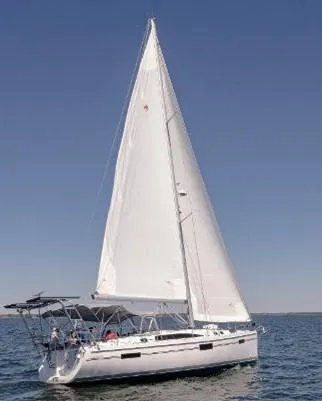 Age Gap Yacht Photos Pics 2023 Catalina 425 sailboat on open water under clear blue sky.