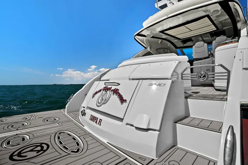 Shoes Knot Allowed Yacht Photos Pics 2014 Cruisers Yachts 540 Sports Coupe on water, rear view, sunny day.