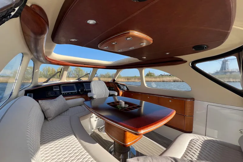 La Koko Yacht Photos Pics Luxurious interior of 2012 Zeelander Z44 yacht with elegant wood and leather finishes.