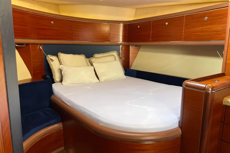 La Koko Yacht Photos Pics Luxurious cabin interior of 2012 Zeelander Z44 yacht with elegant wood finish.