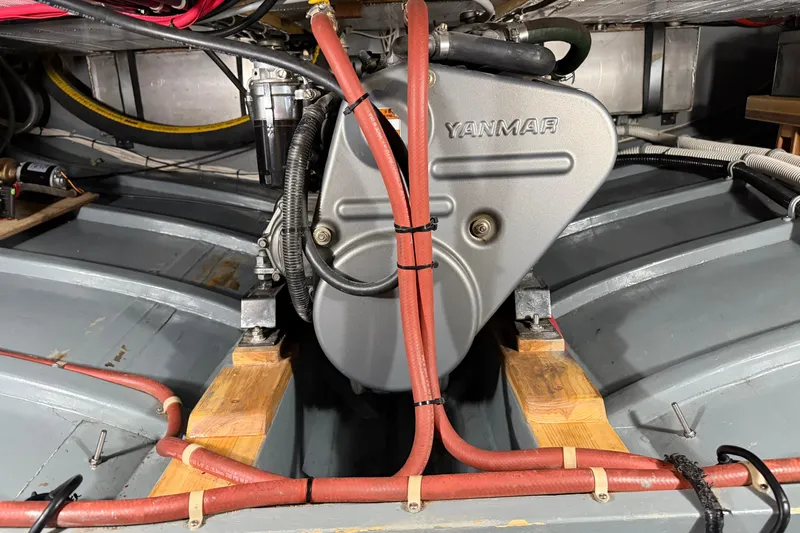 Chad-m Yacht Photos Pics Engine compartment of 2022 Covey Island 38 Lobster Yacht with Yanmar engine.