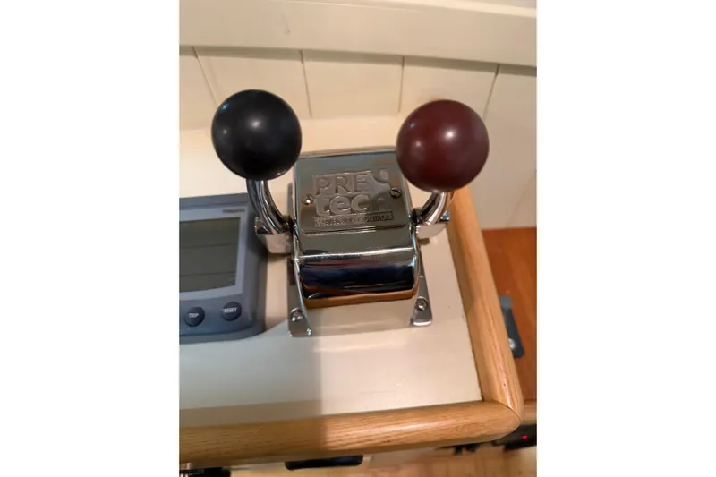 Chad-m Yacht Photos Pics Control levers on 2022 Covey Island 38 Lobster Yacht dashboard.