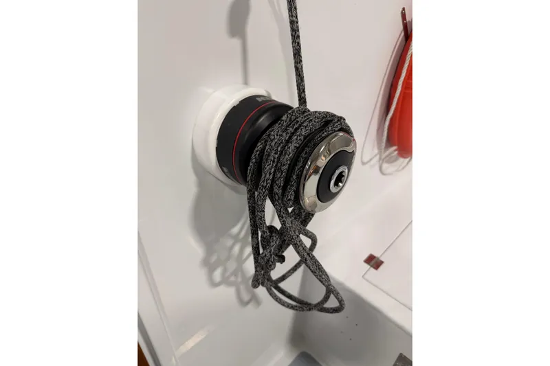 Chad-m Yacht Photos Pics Winch with rope on 2022 Covey Island 38 Lobster Yacht.