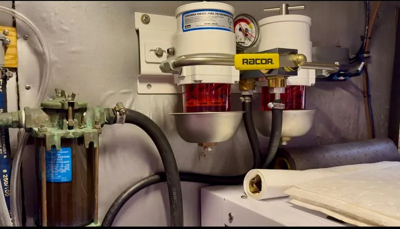 Epoch Yacht Photos Pics Engine room with Racor fuel filters.
