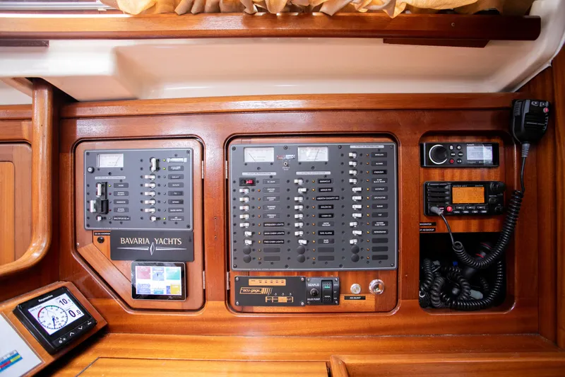 Epoch Yacht Photos Pics Control panel with navigation and communication equipment.