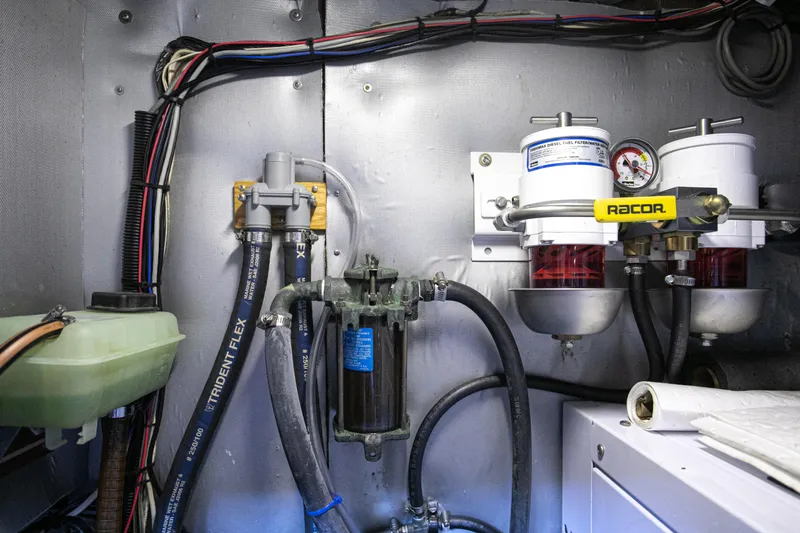 Epoch Yacht Photos Pics Engine room with fuel filters.