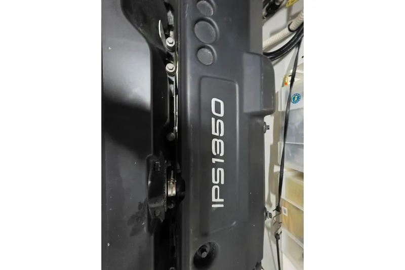  Yacht Photos Pics Engine compartment of 2022 Prestige X70 with IPS1350 label visible.