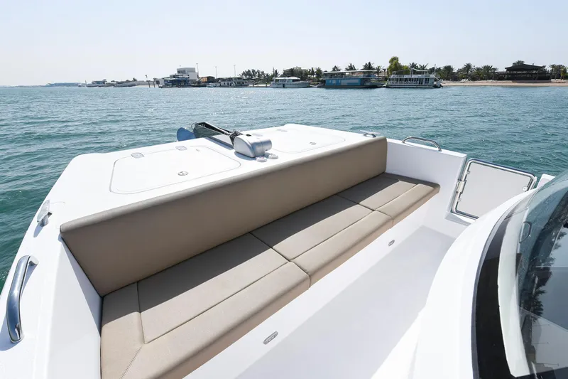  Yacht Photos Pics Luxury SilverCAT 34LUX boat interior, 2026 model, with spacious seating and scenic ocean view.