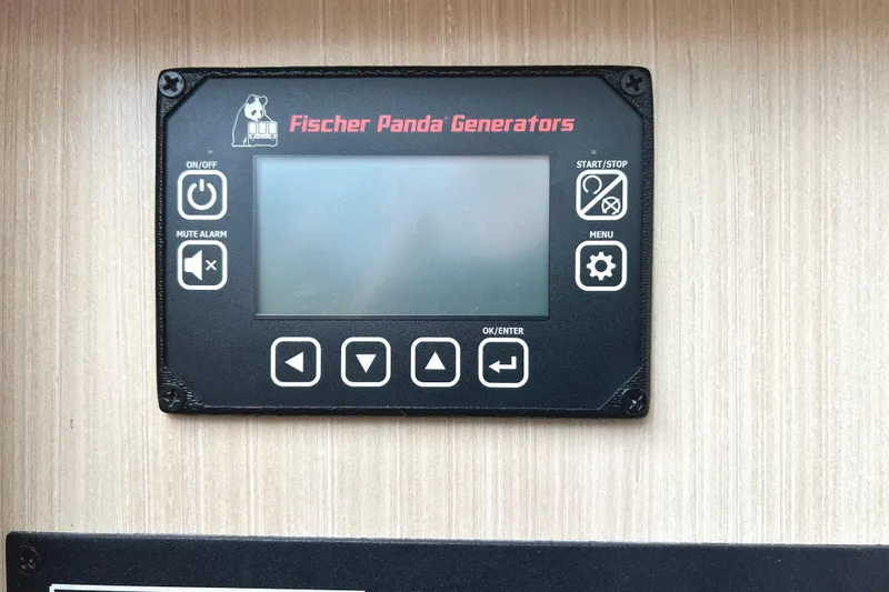 Party's Over Yacht Photos Pics Control panel of Fischer Panda Generators on 2024 Regal 42 FXO yacht.