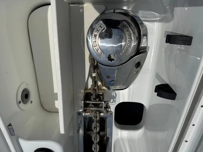  Yacht Photos Pics Anchor windlass on a 2013 Formula 45 Yacht, featuring a polished metal finish.