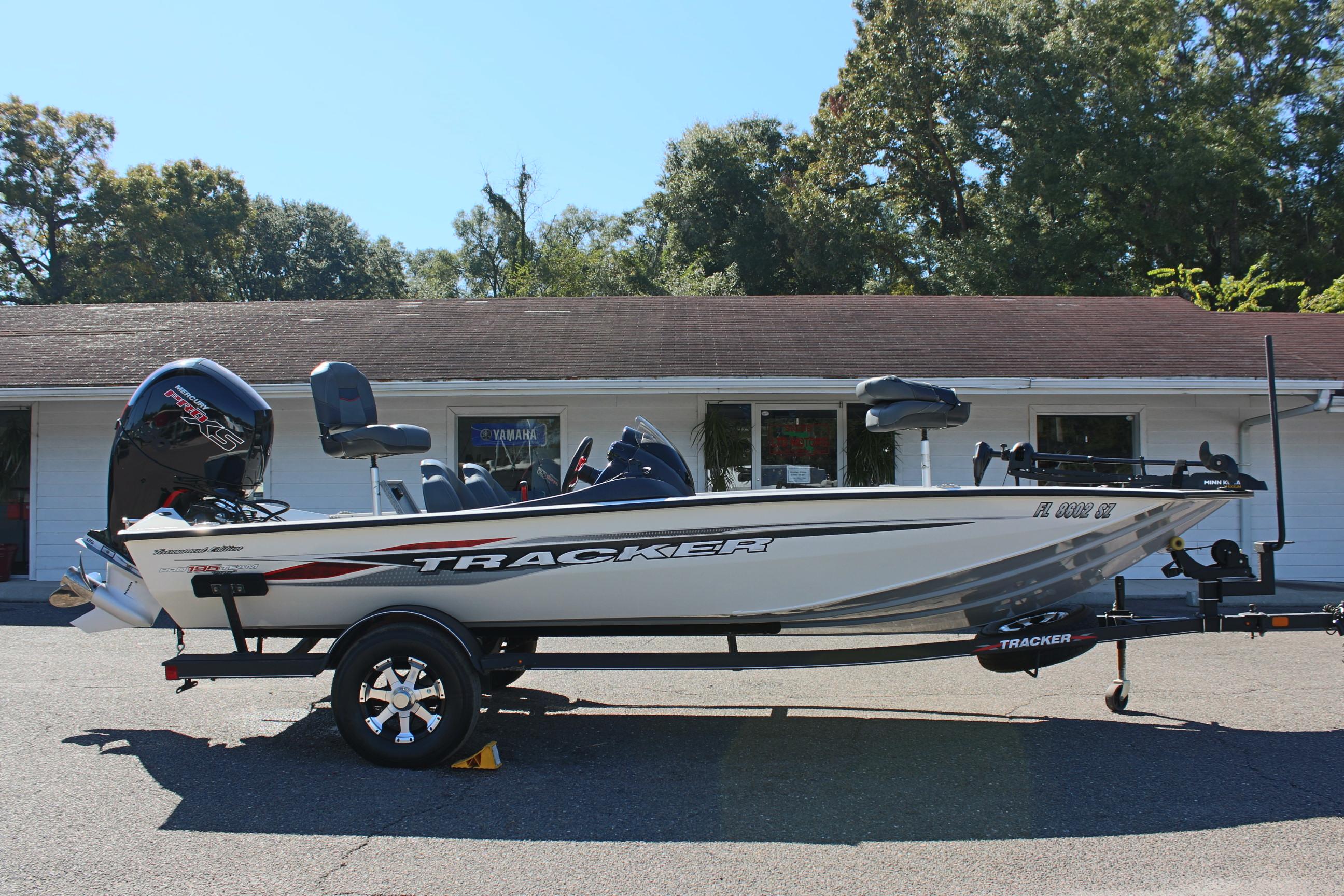 2021 Tracker 195 TXW Tournament Edition fishing boat on trailer.