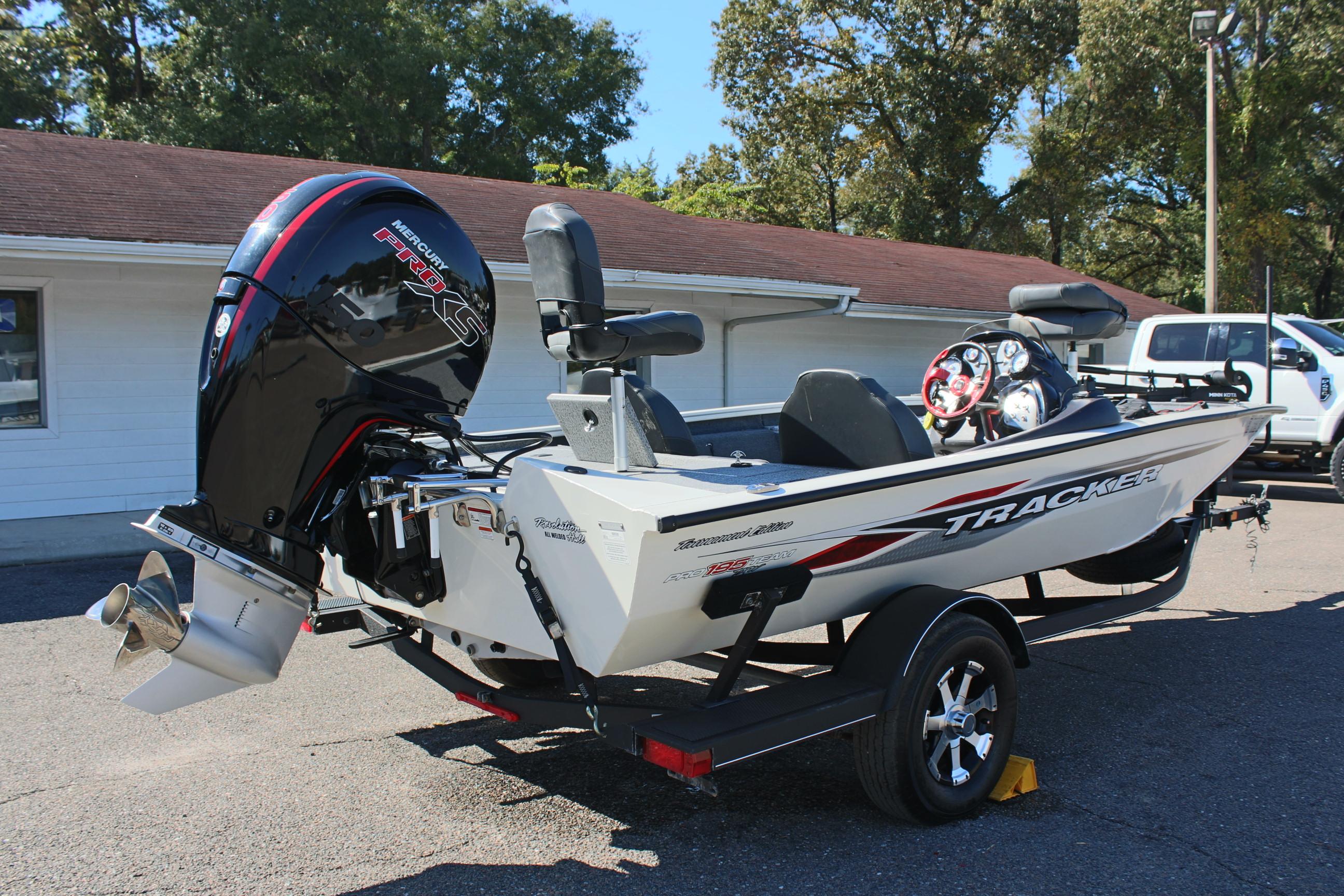 2021 Tracker 195 TXW Tournament Edition fishing boat with outboard motor.