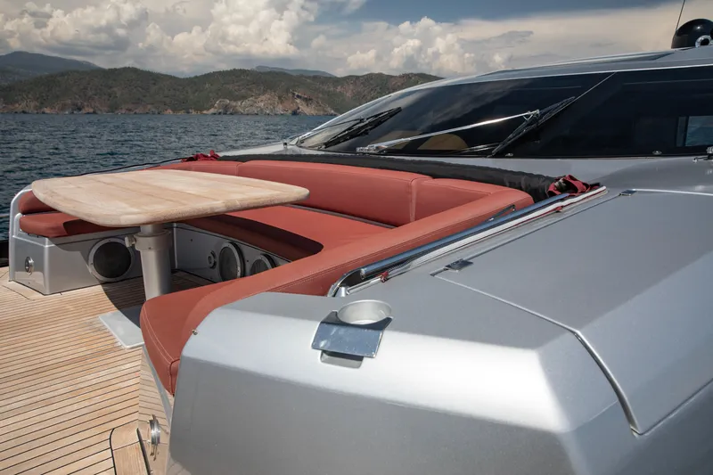  Yacht Photos Pics Luxurious 2009 Sunseeker Predator 84 yacht with sleek deck and elegant seating area.