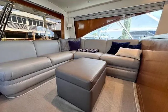 Pipe Dream Yacht Photos Pics Luxurious interior of 2005 Ocean Yachts 50 Super Sport with plush seating and modern design.