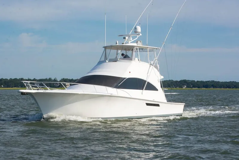 Pipe Dream Yacht Photos Pics 2005 Ocean Yachts 50 Super Sport cruising on open water.