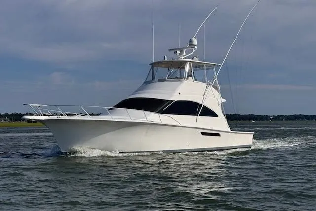 Pipe Dream Yacht Photos Pics 2005 Ocean Yachts 50 Super Sport cruising on open water.