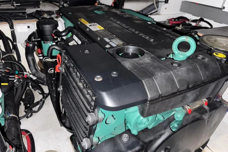  Yacht Photos Pics Engine compartment of a 2016 Beneteau Gran Turismo 40 with Volvo Penta engine.