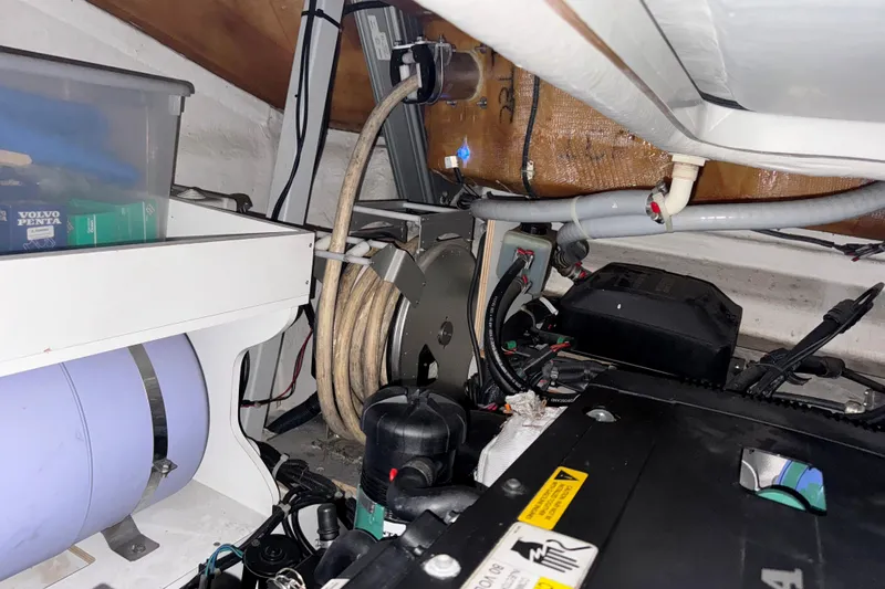  Yacht Photos Pics Engine room of 2016 Beneteau Gran Turismo 40 with Volvo Penta components and wiring.
