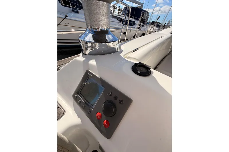 Set Free Yacht Photos Pics Control panel on a 2007 Beneteau 49 sailboat, featuring navigation equipment.