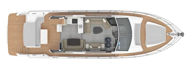  Yacht Photos Pics Top view of 2019 Absolute 62 Fly yacht layout, showcasing deck and interior design.