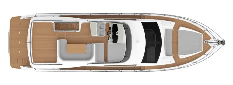  Yacht Photos Pics Top view of a 2019 Absolute 62 Fly yacht, showcasing its spacious deck layout.