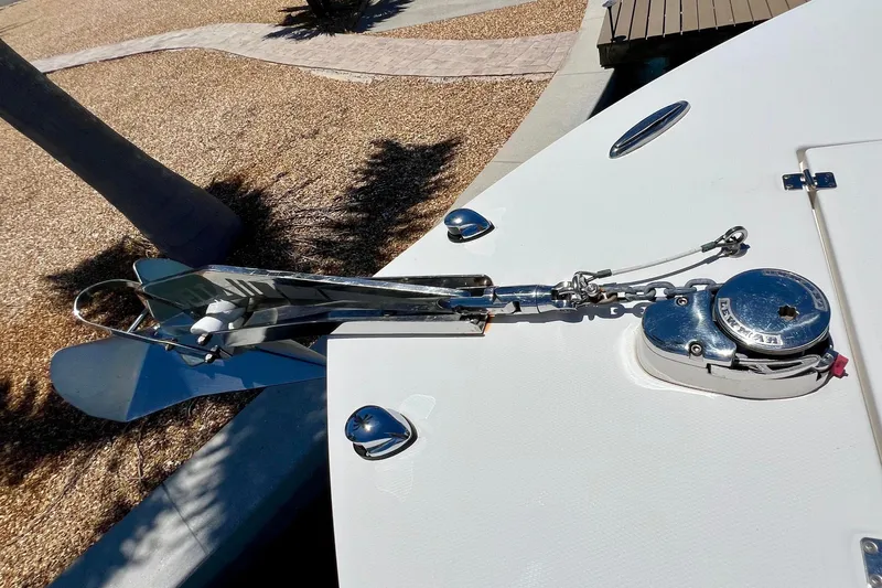 Redemption Yacht Photos Pics 2012 Regulator 34SS boat anchor and winch system on deck.